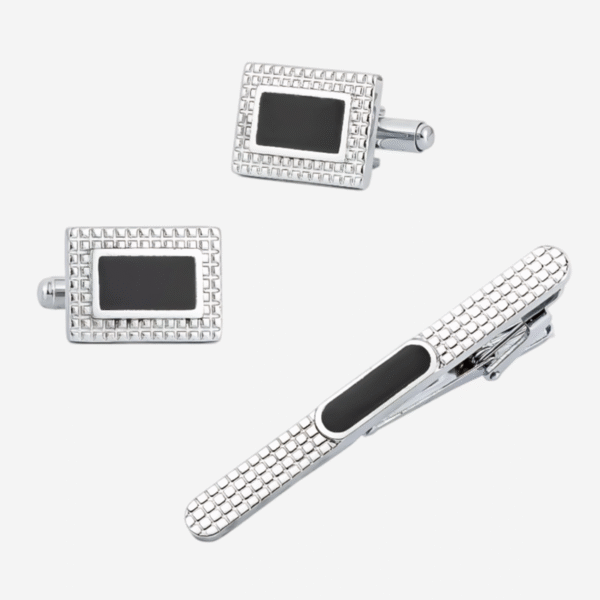 Elegant Tie Clip Cufflink Set