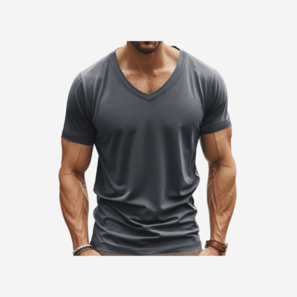 Best Selling Short Sleeve V-Neck Custom T-Shirt - Image 4