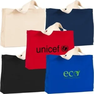 14.5"w x 11"h x 4"d Cotton Canvas Zippered Tote