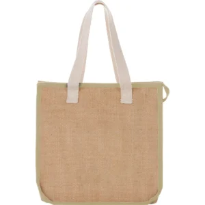 Jute Insulated Zippered Tote