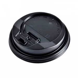Black Reclosable Cup Lid - 90 mm