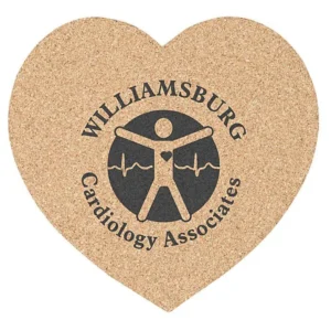 Cork Heart Leatherette Drink Mat