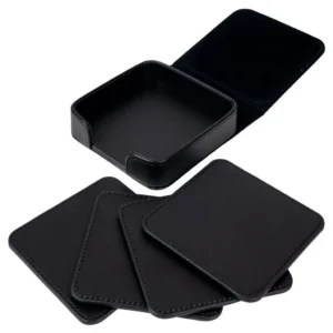 Leather Bamboo Drink Mat - 4" X 4"