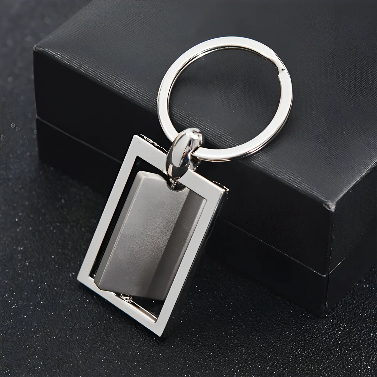 Metal Rectangular Bamboo Keychain - Image 2