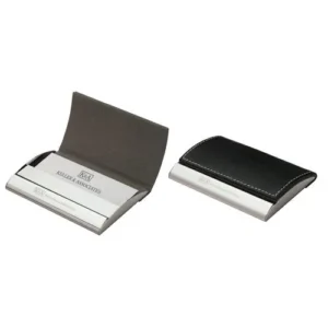 PU Leather Metal Business Card Holders - 3.875" w x 2.5" h