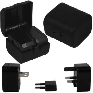 Plastic Charger Travel Plug Adapter - 2.5"w x 1.625"h x 2.25"d