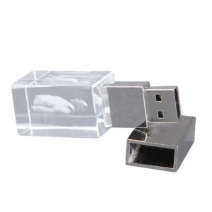 Crystal Glass Leather Data Drive - 2.4" x 0.7" x 0.7"